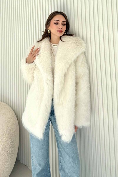 Melike Tatar Αντίκα παλτό με συνθετική γούνα 32-6204-1