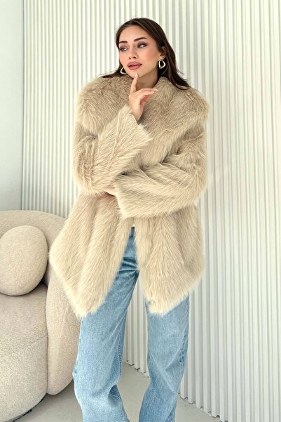 Melike Tatar Αντίκα παλτό με συνθετική γούνα 32-6204-1