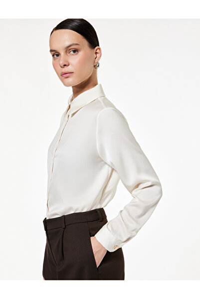 Koton Long Sleeve Buttoned Classic Collar Satin Shirt