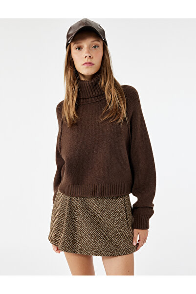 Koton Long Sleeve Stitching Detail Turtleneck Knitwear Sweater