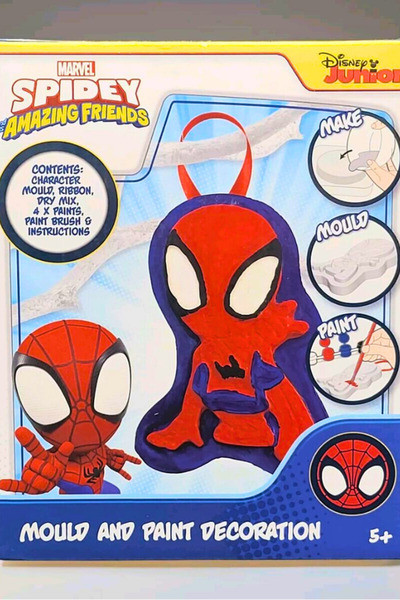 Disney Junior Kendin Yap Örümcek Adam Kolyesi:Döküm, Boya, Fırça Boyama Seti - Çocuk Boyama Etkinliği
