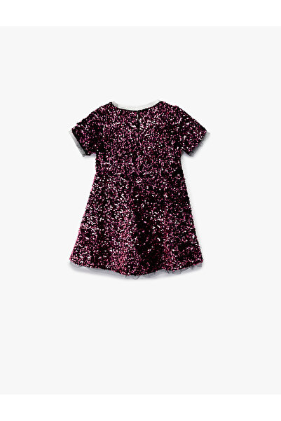 Koton Rochie cu mâneci scurte guler rotund cu paiete strălucitoare