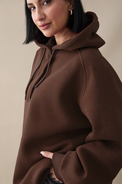 InStyle Κολάρο με κουμπώματα με κουκούλα Bitter Brown Sweat