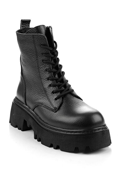 Bambi Siyah Hakiki Deri Kadın Bot & Bootie K02678020903