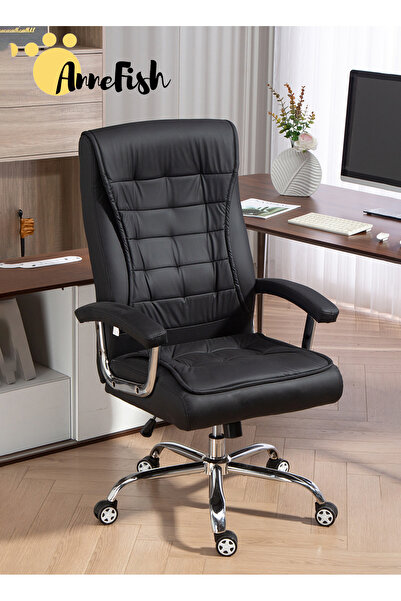 AnneFish كرسي مكتب تنفيذي، كرسي جلدي قابل للتعديل، ظهر مرتفع، كرسي مكتب دوار،...