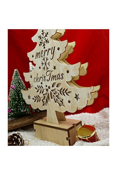 OEM Luminous decoration, Christmas tree model with inscription Marry Christmas, white, length: 11 cm, width: 5
