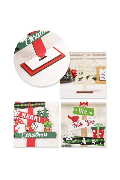 OEM Wooden Christmas Decoration, for Table, Fir Tree Model, We Wish You A Merry Chris Writing