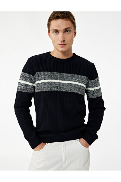 Koton Χειμερινό πλεκτό πουλόβερ με μακρυμάνικο λεπτομέρεια και λαιμόκοψη