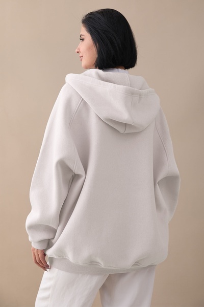 InStyle Snap Collar Hooded Cream Sweat