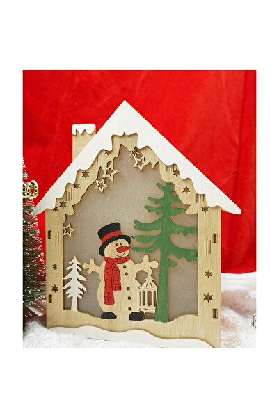 OEM Luminous decoration, Snowman House model, brown, length: 18 cm, width: 5 cm, height