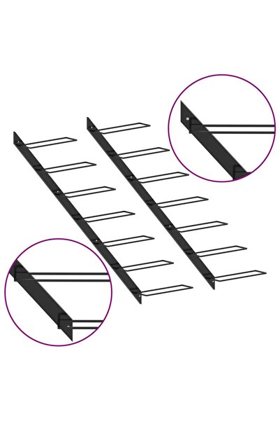 vidaxl Wall-mounted Wine Racks for 14 Bottles 2 pcs Black Metal
