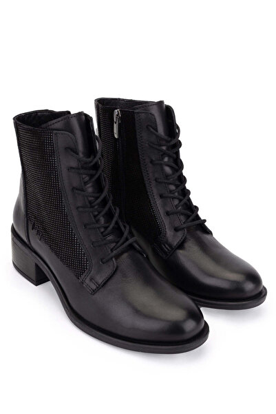 Tamer Tanca Women's Genuine Leather Black Heeled Boots