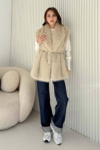 Melike Tatar Belted Fur Vest 32-3705