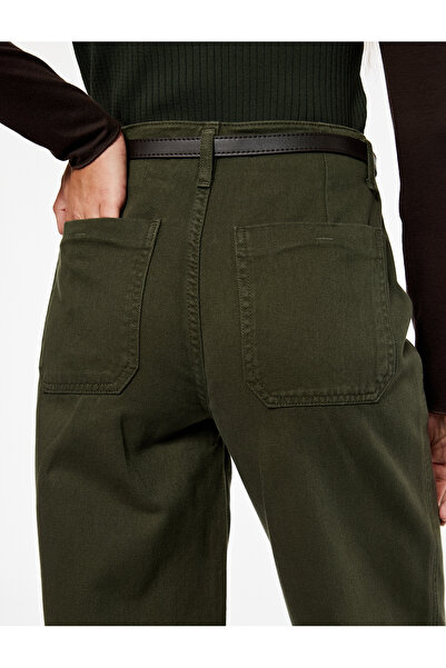 Koton Cotton Pocket Detailed Buttoned Short Wide Leg Pants