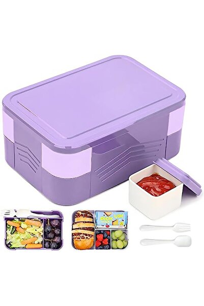 COOYA 1550ml Leakproof Bento Lunch Box for Kids,Silicone Kids Lunch Container with 6 Compartments and Cutl