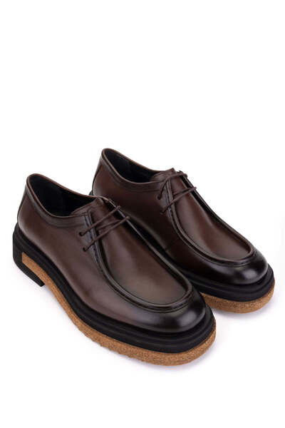 Tamer Tanca Men's Genuine Leather Brown Casual Shoes