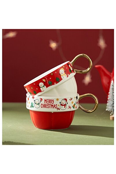 OEM Christmas Theme Tea Set, 450 ml Teapot, 2 x 250 ml Mugs, Ceramic, Santa Claus Model