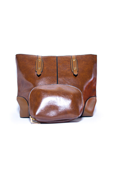 GRASS Large Women's Shoulder Bag Set (2 Pieces) - Dark Brown - N011