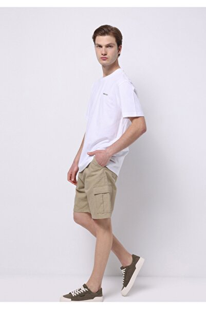 Colin's Regular Fit Mid Waist Plain Men's Beige Shorts