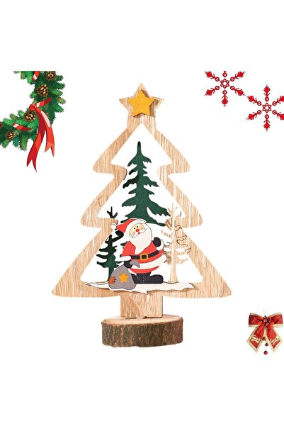 OEM Christmas Decoration, Flippy, Wooden, 13.5 x 20 cm, Tree Model with Yellow Star, Multicolor