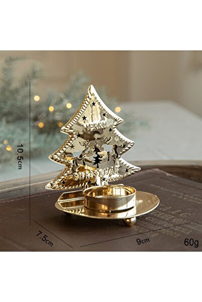 OEM Decorative Christmas Candle Holder Golden Tree Model Made of Art Metal, for the Front Table