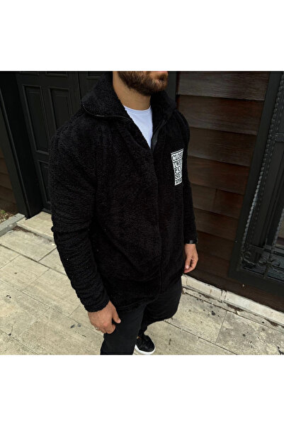 MODA Men's Fleece Zippered Sweatshirt – Hoodless, with Pockets, Soft Texture, Oversized Comfortable Fit, Winter S