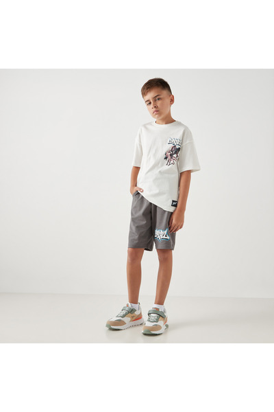 Marvel Spider-Man Print Crew Neck T-shirt and Elasticated Shorts Set