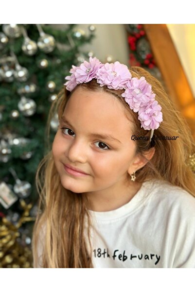 QUEEN AKSESUAR Purple Purple Three-Dimensional Flower Crystal Stone Embellished Princess Crown Girl Children's Women's Special Day Crown