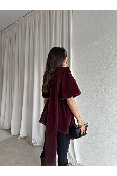 Mooi Butik VELOURA Poncho 6432 - Βουργουνδία