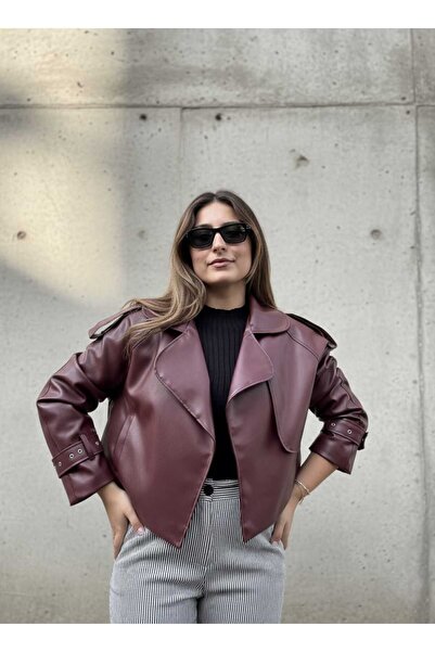 derrymore Cloak Oversize Crop Leather Jacket