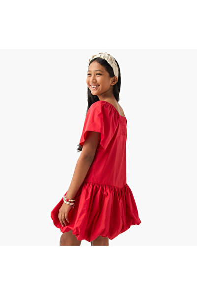 Lee Cooper Bow Detail A-line Dress with Short Sleeves