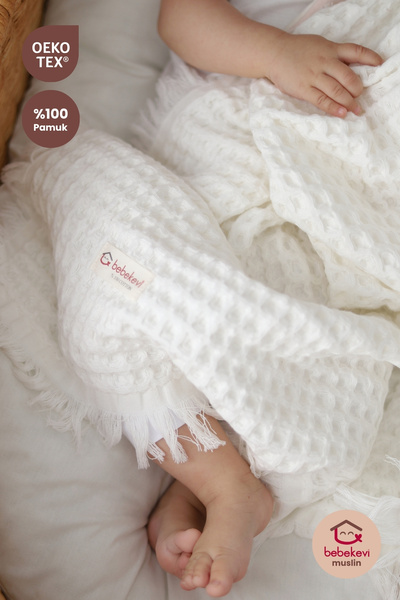 moukou Eoko-Tex Certified 100% Cotton Muslin Waffle Blanket
