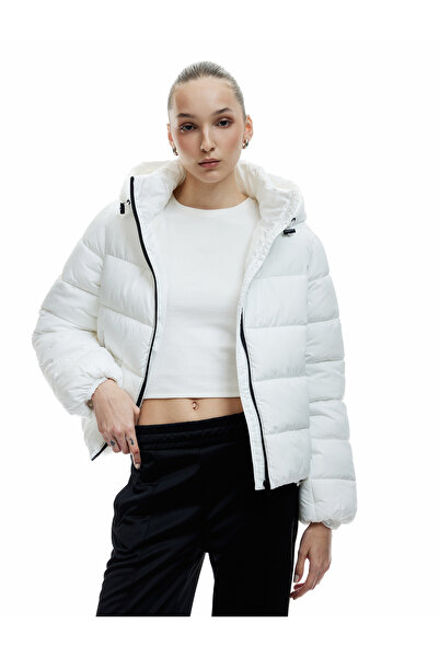 Koton cu glugă Palton puf cu mâneci lungi, cu blană artificială în interior și buzunar cu fermoar