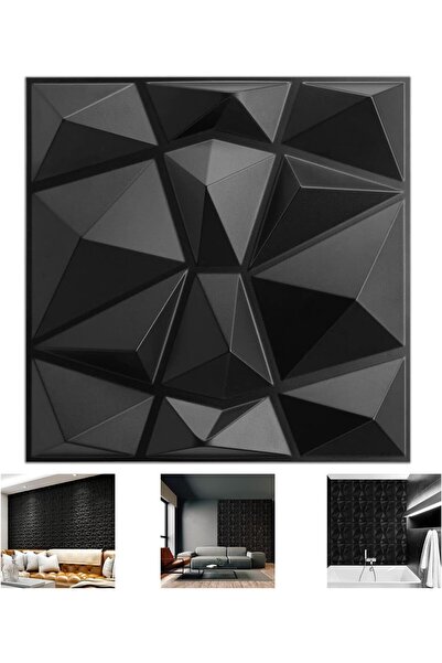 Zztcmp 3D Wall Panels 50cm X 50cm 12 Piece 3D Abs Material Pvc Durable Wall Panel （Black）