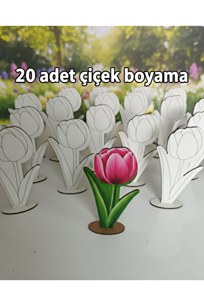 TOTTERİQ Çicek 20'li çiçek ahşap oyuncak aktivite karne hediyesi yaz okulu kr...