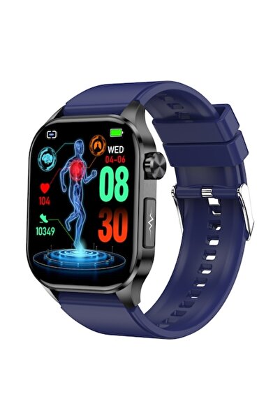 ALHENA Ceas inteligent ET580 — Glucoză și acid uric neinvaziv, ritm cardiac 24h, temperatură, SpO2 (albastru)