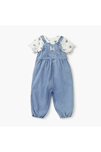 Disney Minnie Mouse Print Top and Dungaree Set