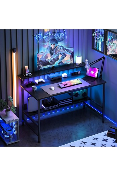 Roam shop Gaming /Office Desk with Double Layer with Monitor Rack Ergonomic Table with Storage Tier 100*50CM