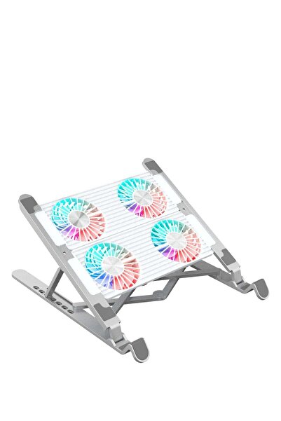 Arabest لوحة تبريد كمبيوتر محمول قابلة للطي من الألومنيوم، 4 مراوح، 7 ارتفاعات، RGB، لأجهزة الكمبيوتر المحمولة مقاس 11-17.3 بوصة