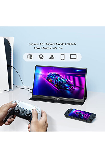 Arzopa S1-Table Portable Monitor, 15.6", FHD, HDR 1080P, USB C/ HDMI, IPS Display, Black