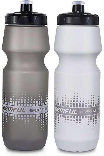 GEMFUL Cycling Water Bottle BPA Free 750ml 2 Pack (Clear Grey+white)