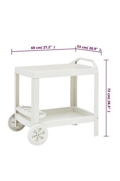 vidaxl Beverage Cart White 69x53x72 cm Plastic
