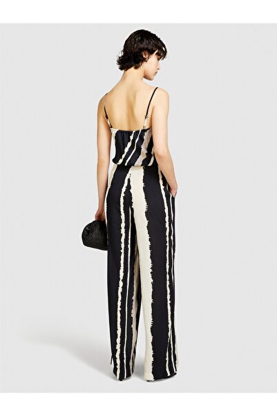 Sisley Women's 100% Viscose All Printed Asymmetric Collar Palazzo Jumpsuit 324P4Waxlt00I-Sis81A