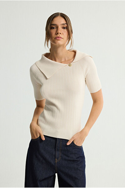 Love My Body Düğme Detaylı Triko Bluz