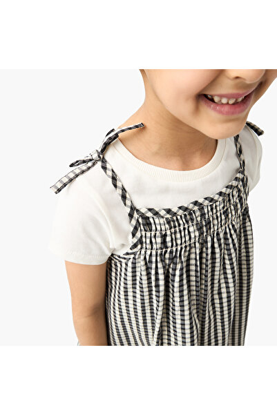 Lee Cooper Checked Pinafore and T-shirt Set