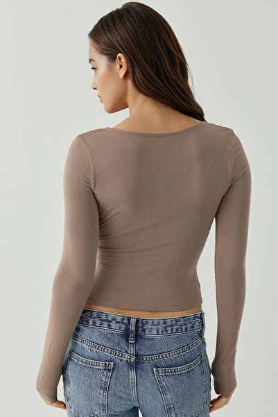 Hiccup Μαλακό μακρυμάνικο μπλουζάκι με λαιμόκοψη σε σχήμα V εφαρμοστό