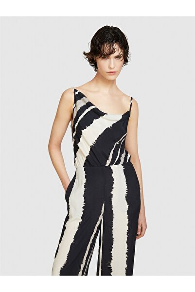 Sisley Women's 100% Viscose All Printed Asymmetric Collar Palazzo Jumpsuit 324P4Waxlt00I-Sis81A