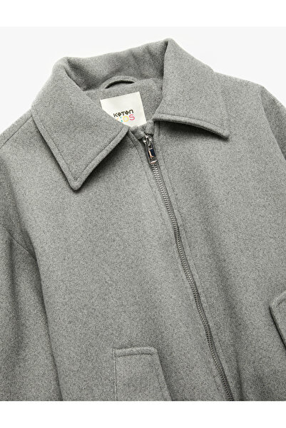 Koton Long Sleeve Pocket Zippered Cashmere Bomber Jacket