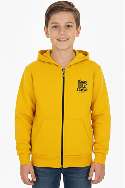 CRASSİ Boy's Cardigan Hooded Printed 2 Thread Ribbed