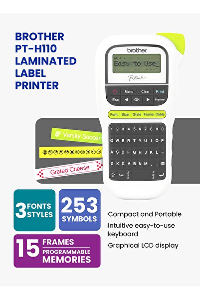 Brother جهاز صنع الملصقات المنزلية PT-H110 | عرض يصل إلى 12 مم | صغير الحجم وقابل للحمل